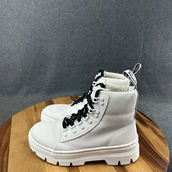 Dr. Martens Air Wair Combs Womens Size 5 White Combat Canvas Lace Up Ankle Boots - Picture 5 of 10
